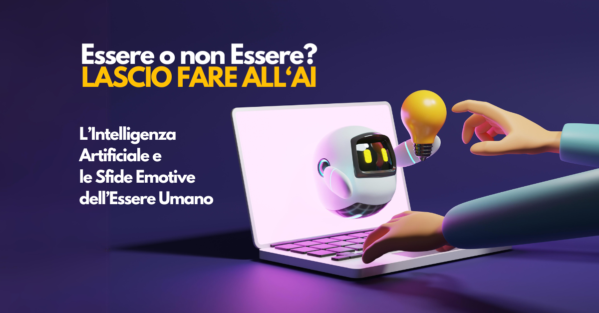 robot che esce da un pc e consegna una lampadina a un essere umano